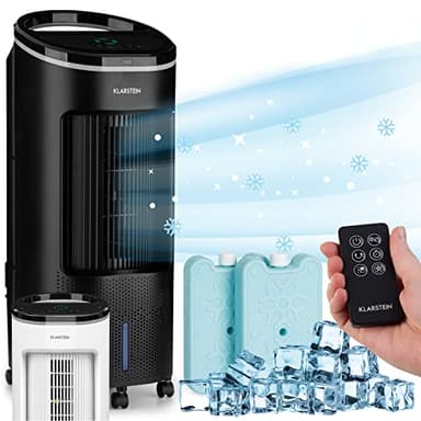 Klarstein Rafraichisseur d'Air Mobile 4 en 1, Refroidisseur d'Air par Evaporation, Mode Nuit, Humidificateur, Ventilateur, Climatiseur Mobile Sans Évacuation et Silencieux, 65W, Débit d'Air 330m³/h