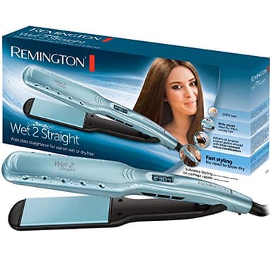 Remington Lisseur Cheveux [Lissage sur cheveux mouillés ou sec] Wet2Straight (Plaques larges, Soins à l'huile d'argan et Vitamine E, Lisse & sèche, Prêt en 15 sec, Céramique,) Fer à Lisser S7350