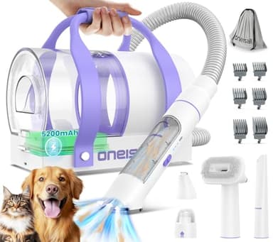 oneisall Aspirateur poil de chien,aspirateur chien sans fil,10000 Pa Aspirateur Poil de Chien Chat avec 5 Outils de Toilettage, aspirateur pour chien Poil Long Epais