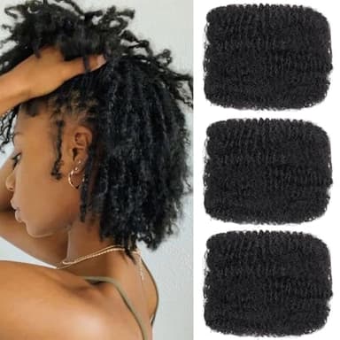 Mscat 8 Inch 3 Bundles Afro Kinky Curly Braiding Bulk Women Hair For Spring Twist Hair Natural Black Afro Kinkys Bulk Hair Synthetic For Dreadlocks Extensions Repair Locs Springy Twists 30g/pack(1B#)