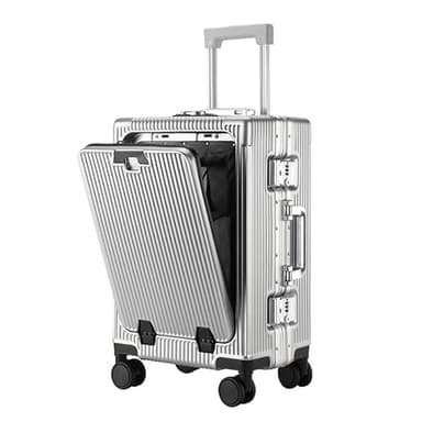 EIEAWEPLI Valise Légère avec Compartiment pour Ordinateur Portable, Valise Cabine Rigide Extensible À roulettes Multidirectionnelles Et Porte-Gobelet (Argent, 20in)