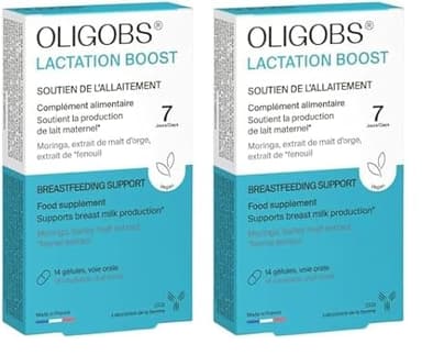 Oligobs Lactation Boost - 14 gélules - Complément alimentaire favorisant la production de lait maternel - Fabriqué en France par le Laboratoire CCD (Lot de 2)