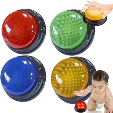 WDEC 4PCS Quiz Buttons, Victoire, alarme, lancement, avertissement, Bouton de réponse de sonnerie de jeu, Buzzers pour l'enseignement avec des Jouets de Boutons de Classe, Buzzer de jeu