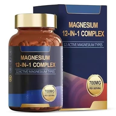 Complexe de magnésium 12 en 1 magnésium, muscle, soutien cardiaque, végétalien, non-OGM