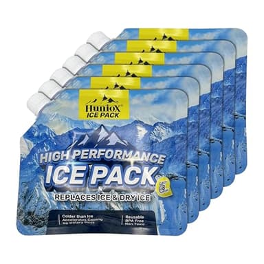 Huniox® Ice Pack - Accumulateur de Froid Longue Durée - Bloc Refrigerant pour Glaciere - Pain de Glace Mini - Pack Glace Glaciere - Pain de Glace Souple (Six, 6)
