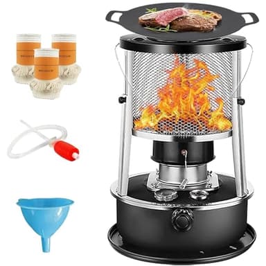 Poêle à pétrole pour intérieur - Sans électricité - Chauffage mobile à pétrole - Avec protection contre les chutes et extinction automatique à 360 ° - Chauffage de tente d'intérieur - Camping -