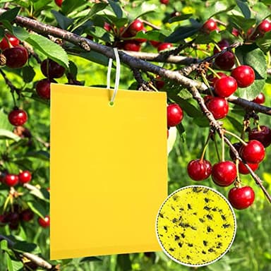 Panngu 50 Piège Cerisier, Anti Moucherons Collant Double Face, Jaune Sticky Papiers pour Blanc Feuille de Mouches, Les Pucerons, Mineur avec des Liens Torsadés,15cm x 20 cm