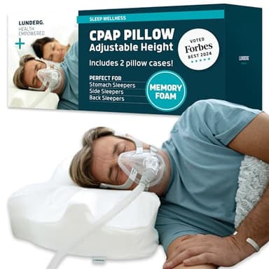 Lunderg CPAP Oreiller pour dormir sur le côté – Comprend 2 taies d'oreiller – Oreiller réglable en mousse à mémoire de forme pour dormir sur le côté, le dos et le ventre
