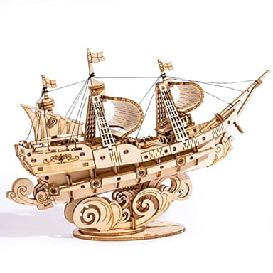 Robotime Puzzle en Bois 3D pour Enfants et Adultes Kits de Construction de Bateaux Artisanat Kits de Bricolage Casse-tête pour Enfants de 14 Ans et Plus (Bateau à Voile)