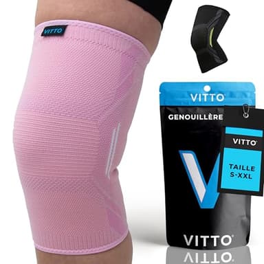 VITTO Genouillère homme/femme - Genouillère pour soulager les douleurs au genou, l'arthrose du genou, le ménisque (Rose, M)