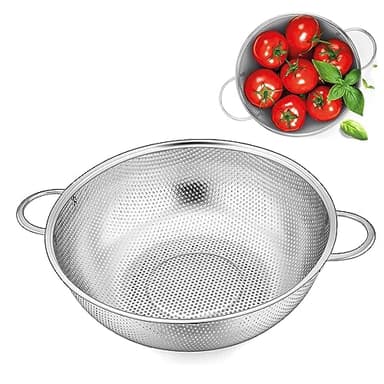 Passoire de cuisine avec poignées, passoire à pâtes en inox Ø 22 cm, panier passoire dessus, pour égoutter les pâtes, légumes et fruits, riz, passe au lave-vaisselle