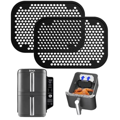 Tuocal 2 Pièces Grille Anti Projection pour Air Fryer Ninja Double Stack XL SL400EU SL300EU, Anti Eclaboussure Moule Silicone Plat Accessoires avec Ninja Double Stack SL400EU SL300EU