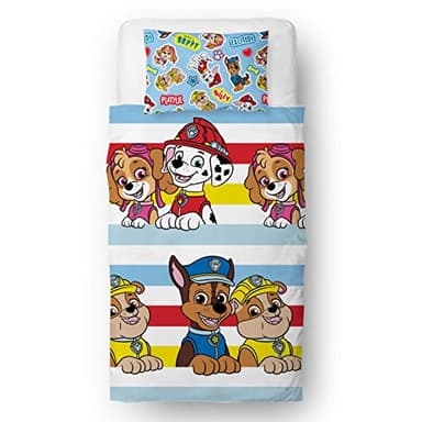 Paw Patrol Parure de lit Simple Officielle pour Enfant avec Housse de Couette réversible et taie d'oreiller Assortie Motif marionnettes