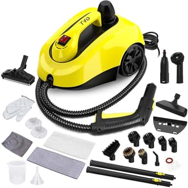 TVD Nettoyeur Vapeur,Multi-usage Nettoyant Vapeur,nettoyeur vapeur pour Canapé Avec 28 Accessoires Pour Taches sur Vitres,lit,Matelas,Tapis,Voiture,Cuisines- 5 mètres de Câble (jaune) (jaune)