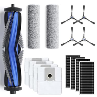 Geoviizon Lot de 15 accessoires pour ECOVACS DEEBOT X8 Omni/X8 Pro Omni, 1 brosse principale en caoutchouc, 4 filtres, 2 rouleaux de nettoyage, 4 brosses latérales, 4 sacs d'aspirateur
