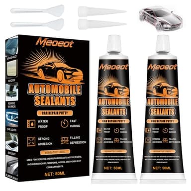 Meoeot Colle a Pare Brise Voiture, Colles Carrosserie Voiture Noir, Colle pour Joint Pare Brise Adapté au Scellement des Carrosseries et Métal Autocollant, Verre Autocollant 50ml x 2 Tubes