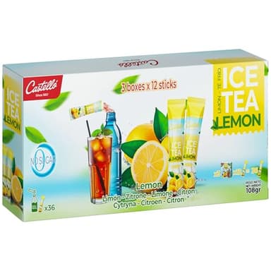 Castello since 1907 Thé Glacé (Ice Tea - Iced Tea) Zéro en Sachets | Citron | Total 36 Sachets | 1 Sachet = 500 ml de Boisson | Zéro Calorie | Sans Sucres | Sans Aspartame