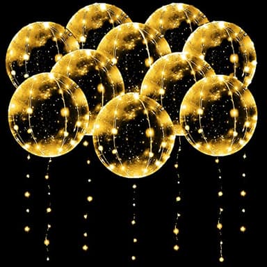 Phyooest Ballon Lumineux LED - 10 Paquets de Deco Mariage, 20 Pouces Helium pour Fete - Ballons Bobo pour Saint-Valentin, Noël, Anniversaire