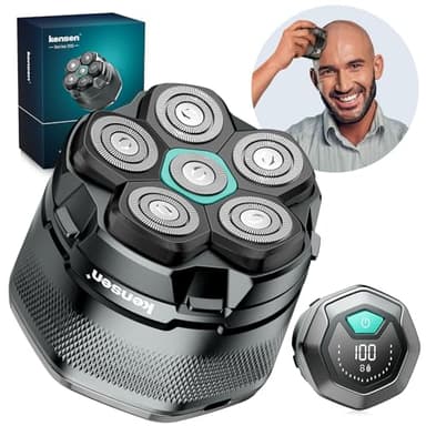kensen Rasoir Tete Chauve Homme 6D Rasoir Electriques Hommes Cheveux 160 mins d'autonomie Rasoir Crane Homme Chauve Étanche Wet & Dry Type-C Tondeuse Crane Chauve sans Fil avec Écran LED