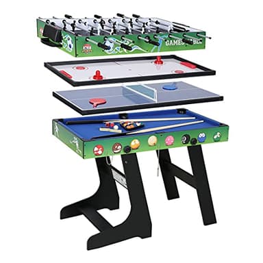 4 en 1 Table de Jeu pour Hockey, Billard, Babyfoot, Tennis de Table/Ping-Pong, Vert, 121,5 * 61 * 81,3CM