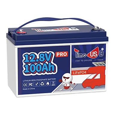 Timeusb Batterie au Lithium LiFePO4 Rechargeable pour Système Solaire 12V 100Ah Pro,BMS 100A,15000+ Cycles Profonds,Durée de Vie 10 Ans pour Camping-Car Bateau Hors Réseau Caravanes Maison