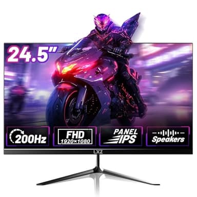 LXZ Écran Gaming 24.5 Pouces Ecran PC Gamer avec Haut-parleurs Intégrés, 200Hz, FHD 1920 x 1080, 1ms IPS Rapide, HDR, 99% sRGB, Noir