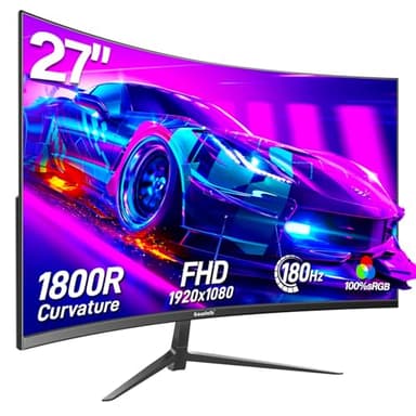 Gawfolk Écran PC Gamer Incurvé 27 Pouces 180Hz, 1080p Moniteur PC Gaming 144Hz 1800R, Écran D'Ordinateur Jeu avec FreeSync & Eye-Care Technology, DP, HDMI, Noir