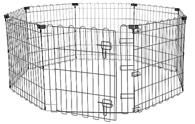 Amazon Basics Parc de jeu et d’exercice pliable en métal pour chiens et animaux de compagnie, Avec porte, 61 cm, Noir, Carré,Rond