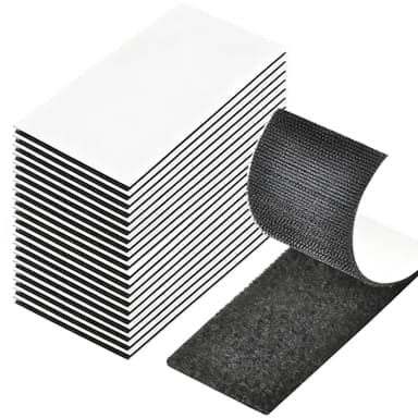 Lot de 20 bandes Velcro autocollantes extra fortes (10 x 5 cm) de large - Double face - Avec fermeture Velcro - Noir - Pour moustiquaire, coussin de canapé, travaux manuels