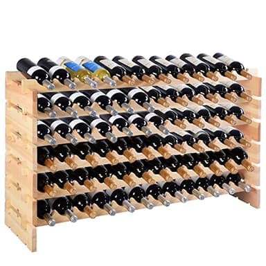 COSTWAY Casier à Bouteilles pour 72 Bouteilles, Étagère à Vin en Bois de Pin, Porte-Bouteilles à 6 Niveaux Modulable et Extensible, Range Bouteille Robustes pour Cave, Cuisine, Bars, Naturel