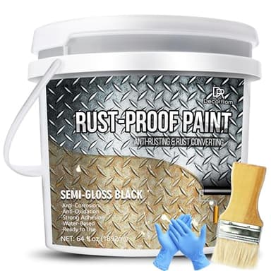 Convertisseur de Rouille 1890ml - Peinture Anti-Rouille à Base d'Eau pour Métaux - Transforme la Rouille en Protection Durable - Revêtement Noir Semi-Brillant - Facile à Appliquer - Anti-Corrosion