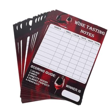 ARTSEWPLY Cartes de Dégustation de Vin 30 Pièces, Fiches de Notation et D'arômes, Format Compact Rouge, Papier Rigide Recyclable, Amateurs et Événements Œnologiques, Outil D’évaluation