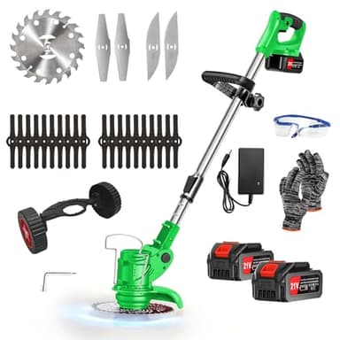 Tondeuse Debroussailleuse Electrique sans Sil, Coupe Bordure sans Fil 21 V avec 2 Batteries 4000 Ah, 3 en 1 Coupe Bordure/Debroussailleuse/Coupe Bordure Electrique pour Jardin, Entretien de la Cour