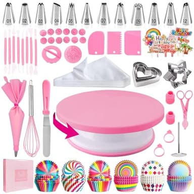 AZOMKER Kit Patisserie, Plateau Tournant Patisserie, Poche a Douille Patisserie, Ustensiles à Pâtisserie, Kit Patisserie Professionnel, Accessoire Patisserie (255 Pièces)