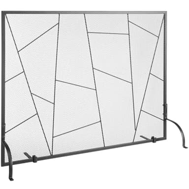 VEVOR Pare-feu de Cheminée à Panneau Unique Grille de Protection de Cheminée en Fer Robuste 90,6x72 cm Pare-étincelles Autoportant Installation Simple pour Salon Décoration d'Intérieur Moderne, Noir
