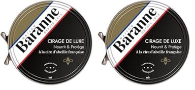 Baranne - Cirage Luxe NOIR - Cire D'Abeille Française - Entretien Chaussure Cuir - Ravive Les Couleurs, Nourrit et Assouplit - Soin en profondeur et Brillance Supérieure Longue Durée - Boite 75mL