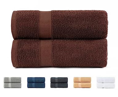 Todocama Lot de 2 Grandes Serviettes de Bain 100% Coton 550 g/m² Extra Douces, très absorbantes et à séchage Rapide. Dimensions : 100 x 150 cm, Couleur Chocolat.