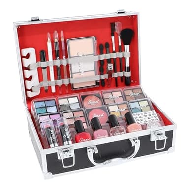 Love Urban Beauty Végétalien Divine French Manicure Coffret Maquillage - Ombres à paupières, Illuminateur, Rouge à lèvres, Blush, Pinceaux, Accessoires Manucure - Trousse de Toilette pour Maison
