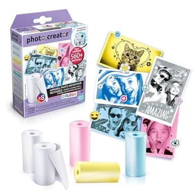 Canal Toys - Photo Creator - Appareil Photo Instantané Enfant avec 8 Rouleaux de Papier Thermique Sans BPA et 2 Planchettes d’Autocollants - Imprime 560 Photos - Appareil Inclus - 8 Ans + - CLK 016