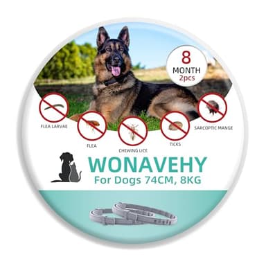 2 Pack Collier Anti Puces pour Chien, 16 Mois De Protection Efficace, Collier Anti Tique Chien 74cm, Réglable Et Étanche, Convient Aux Chiens De Toutes Tailles (74cm)