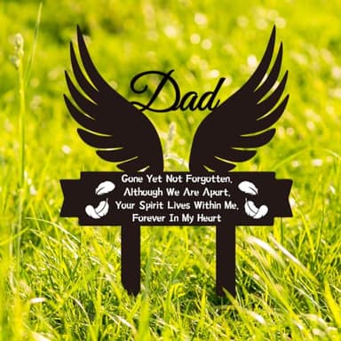 BEUNITONE Monument funéraire Plauqe Cimetière Piquet commémoratif pour la décoration Ailes en métal Tableau funéraire Ailes en métal Plaque commémorative Piquet de cimetière funéraire pour l'extérieur