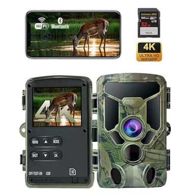 HAZA 4K Caméra de Chasse WiFi,Camera Chasse connectée Telephone,Détection de Mouvement,Vision Nocturne Carte et 32 Go,Piege Photographique,Grand Angle120 °,Déclenchement 0,1s (4K avec Hotspot)