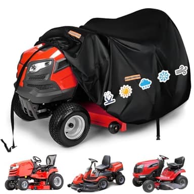 Housse de tondeuse à gazon d'extérieur imperméable et résistante en polyester Oxford 420D pour ponts jusqu'à 137,2 cm avec bande réfléchissante et boucle coupe-vent, protection UV universelle