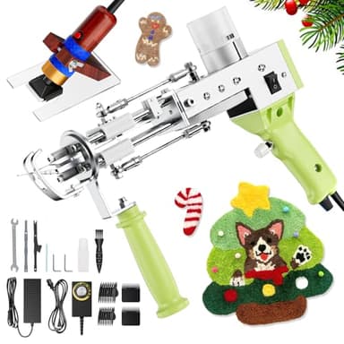 Tufting Gun 2 en 1,Aomdom Pistolet À Touffeter Électrique 7-21mm Tufting Pistolet 5-40 Points/sec Cut Pile& Loop Pile Tufting Gun Set pour Tapis Electrique Christmas Halloween DIY Tapis