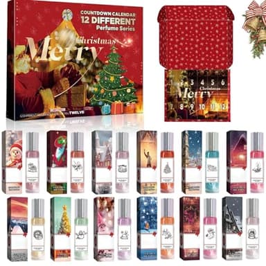 Calendrier De L'avent Parfum Femme 2025,12 Pièces Coffret De Parfums Avec 10ml Mini Roll on Parfum,Noël Calendrier De L'avent 2025,Coffret De Parfum Femme,Coffret Mini Parfum Femmes,Noël Pour Femme