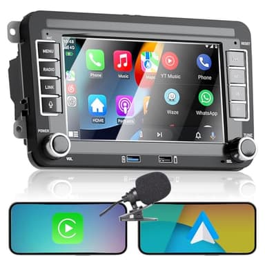 Liulbobu CarPlay Autoradio pour VW Golf 5 6 Passat Jetta Caddy Polo CC Tiguan EOS Touran T5 Skoda, 7 Pouces sans Fil Carplay & Android Auto, Puissance élevée/Bluetooth/FM/AM Radio/USB/DSP/RDS/SWC