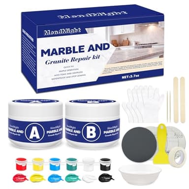 MendMight Kit Reparation Carrelage, Kit Réparation Receveur de Douche Résine, Kit de Réparation pour Comptoirs en Quartz et Marbre pour ébréchures, Trous, Bosses, Défauts, Rayures et Fissures