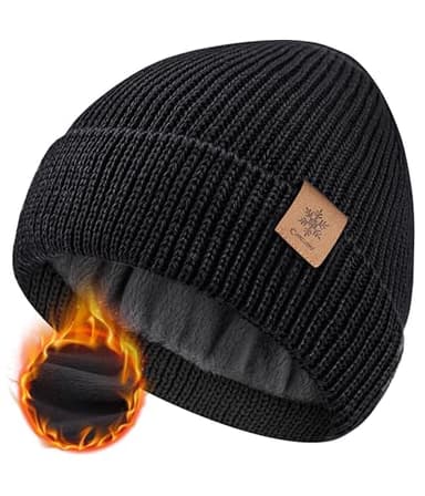 CAOZITOU Bonnet Hommes Femmes Hiver, Chaud Bonnet Hiver Thermo Fleece, Bonnet Tricoté Doux Outdoor (FR/ES, Alpha/Lettres, Taille Unique, Noir)