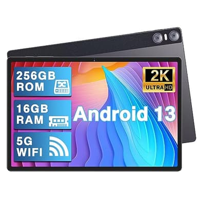 YESTEL Tablette Tactile Android 13, 16Go + 256Go (1To TF), 2K 2000 x 1200 IPS + 4 Intervenants, Tablette 11 Pouces avec GPS, 5G Wi-FI, 8600mAh, Chargement Rapide 18W, 3 Caméras, avec Étui, Gris Café