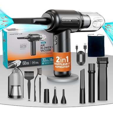 PORTENTUM Blower and Vacuum ABV-1, Aspirateur sans Fil et Souffleur Air Comprimé, Noir, 68 W, 75 décibeles